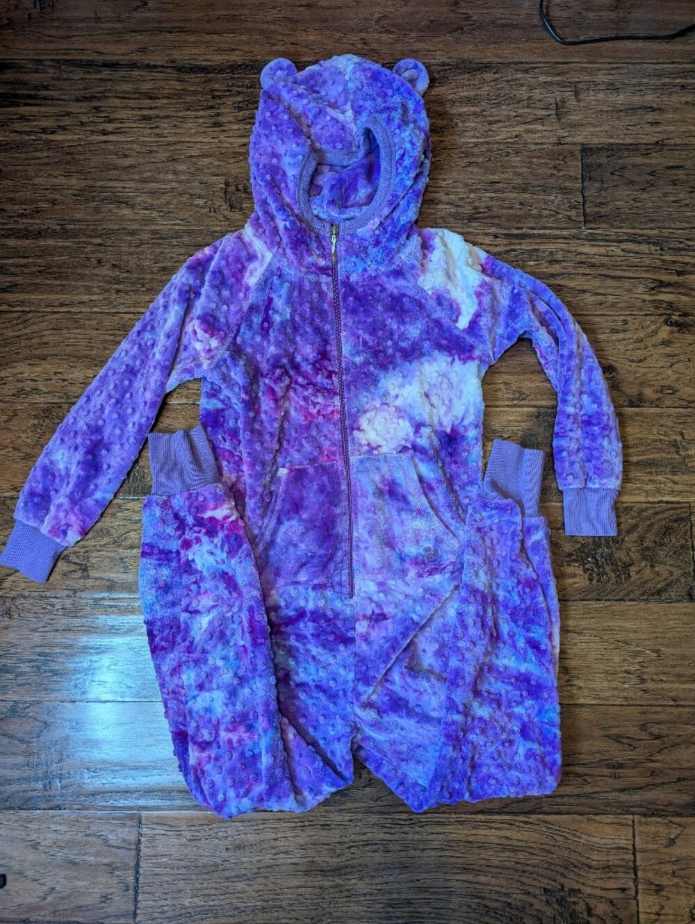 Triple Flip Girl's Minky Plush Purple Tie-Dye Onesie Size 3